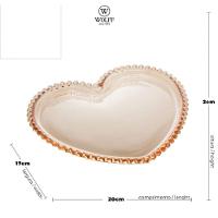 Prato De Cristal Pearl Bolinha Coração Ambar 20 Cm - Wolff - 5