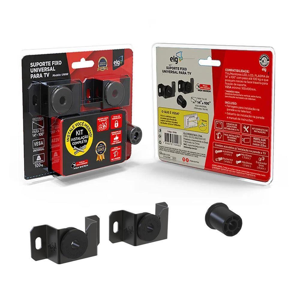 Suporte Fixo Universal De Parede Para Tvs 14 A 100 Até 100 Kg Preto - 1