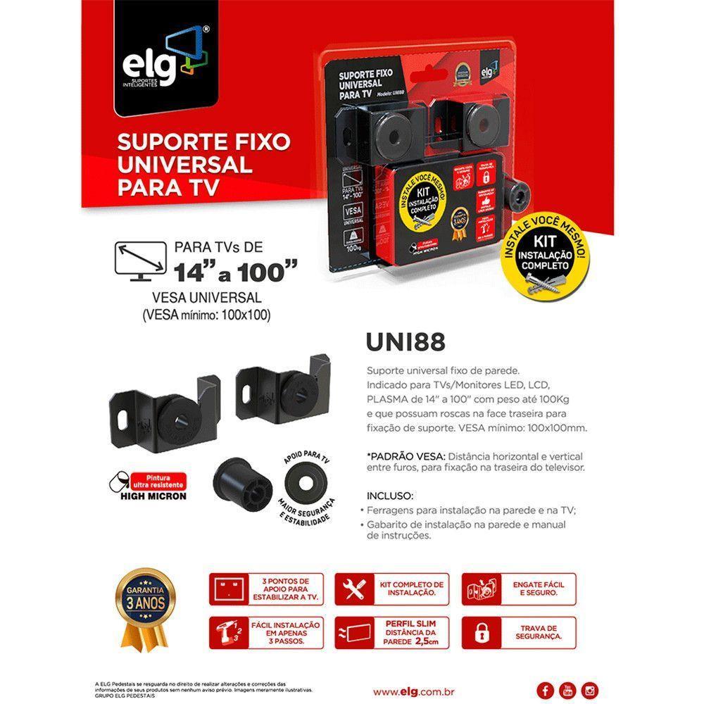 Suporte Fixo Universal De Parede Para Tvs 14 A 100 Até 100 Kg Preto - 3