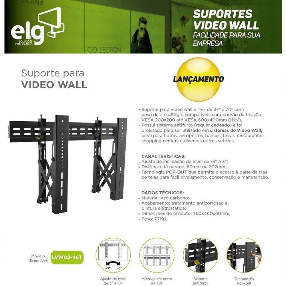 Suporte Para Videowall De Parede Tv 37 A 70 C/ Sistema Pop-out Lvw02-46t Elg - 2