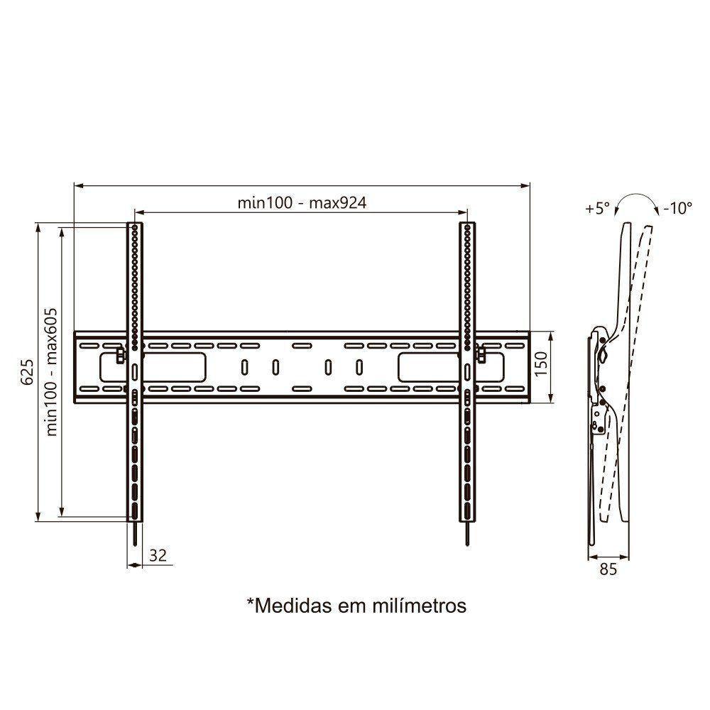 Suporte Tv Inclinável 55 A 100 A03v8xl Elg Telas Gigantes - 8