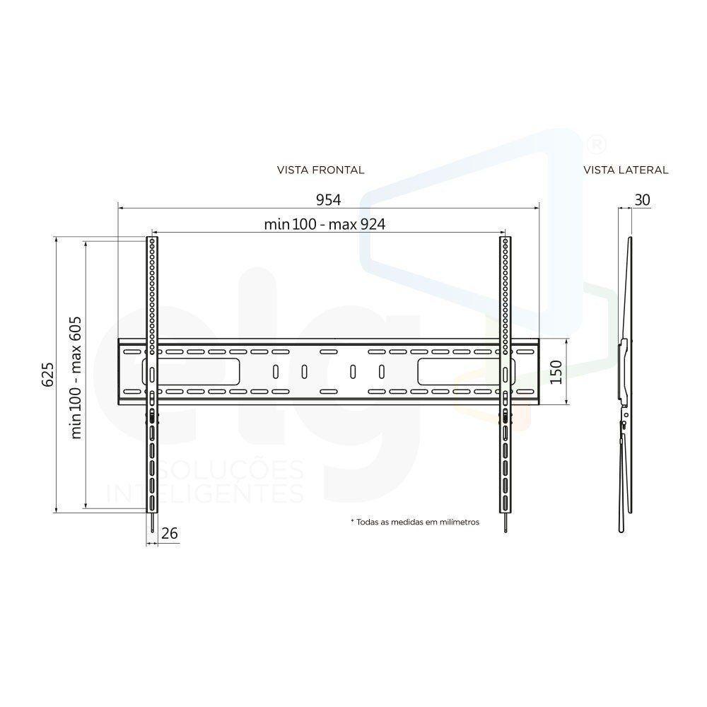 Suporte Tv Fixo De Parede 55 A 100 N01v8 Elg Telas Grandes - 4