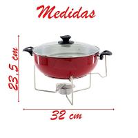 Rechaud Vermelho A álcool Com Tampa De Vidro 6,5l - 4