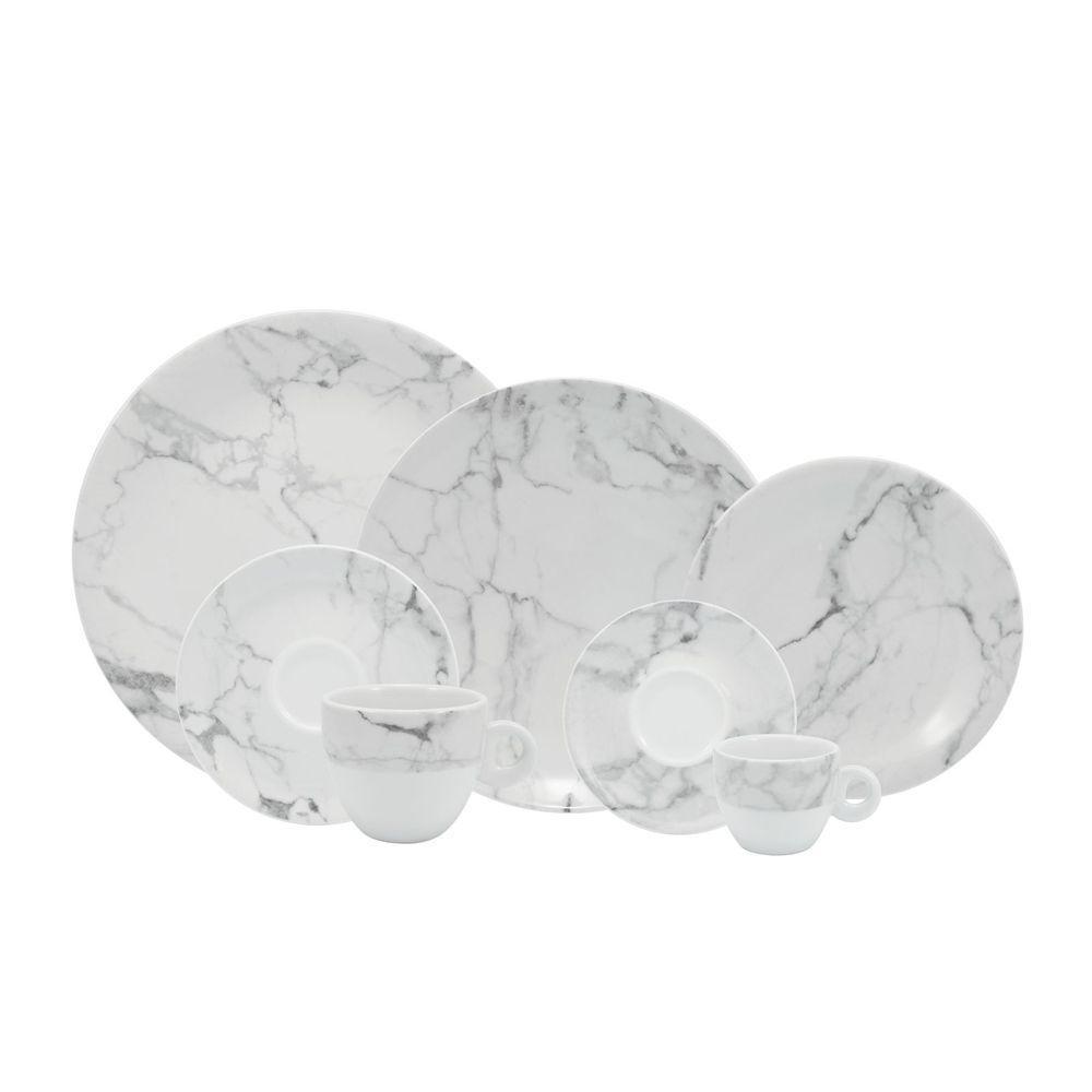 Aparelho De Jantar 42 Peças Mármore Cinza Schmidt - 1