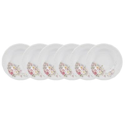 Conjunto de Pratos Fundos Eterna 6 Peças Porcelana Liso Branco para Mesa Schmidt