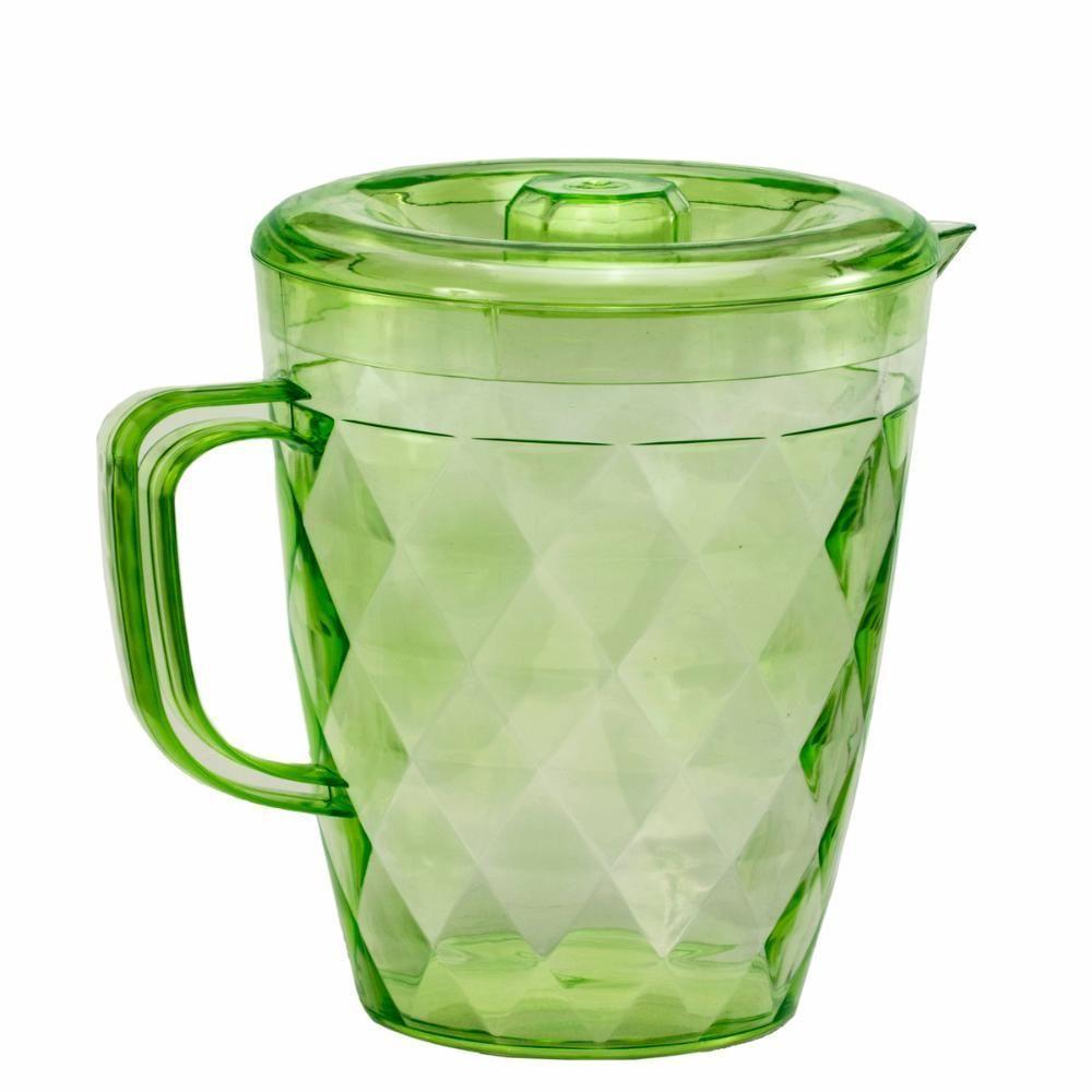 Jarra Acrílico Com Tampa 4 Copos Verde Agua Suco 1250ml - 5