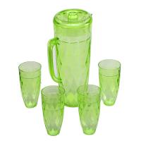 Jarra Acrílico Com Tampa 4 Copos Verde Agua Suco 1250ml - 1