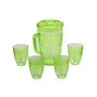 Jarra Acrílico Com Tampa 4 Copos Verde Agua Suco 1250ml