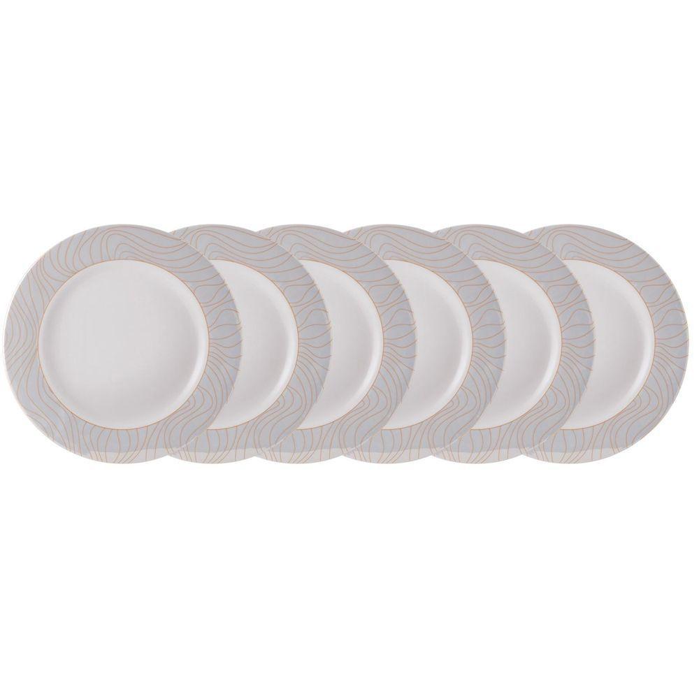 Conjunto De Pratos Rasos 06 Peças Golden Oak Schmidt - 1