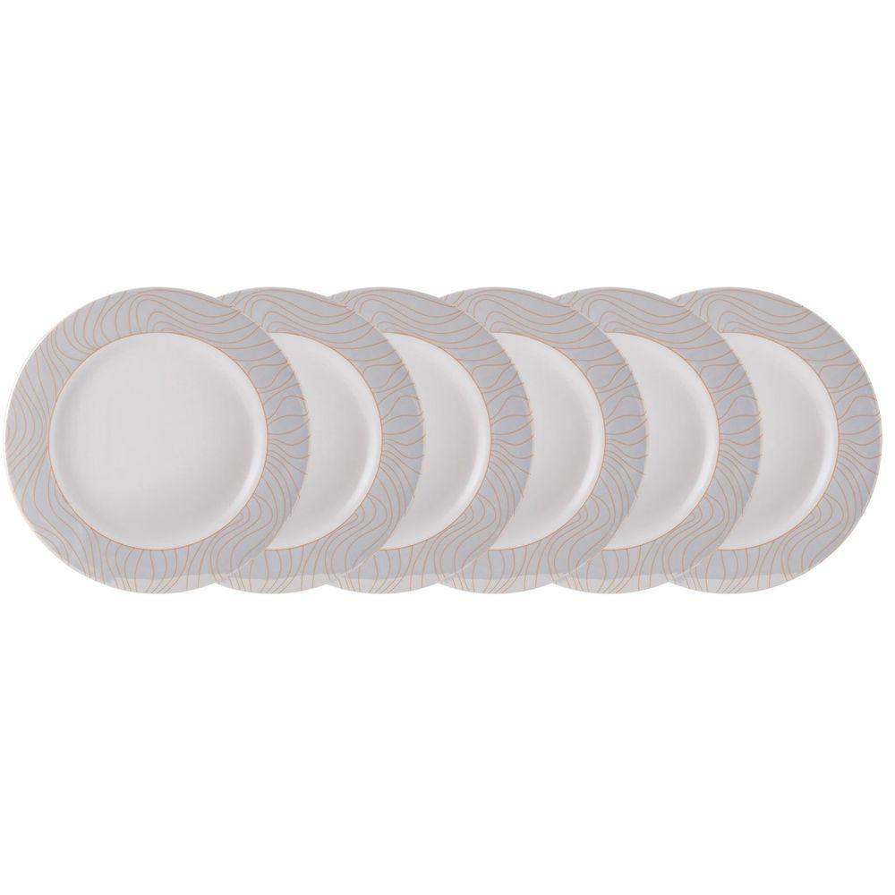 Conjunto De Pratos Rasos 06 Peças Golden Oak Schmidt - 8