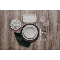 Conjunto De Pratos Fundos 06 Peças Mármore Cinza Schmidt