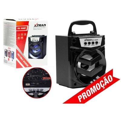 Caixa de Som Portátil Bluetooth Mp3 Usb Radio Fm Auxiliar 6w 302bt - Preto