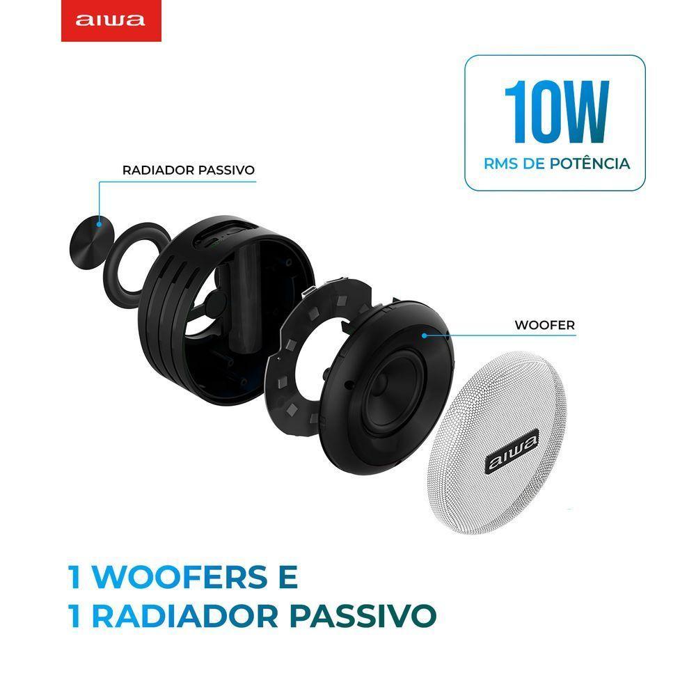 Caixa De Som Speaker Aiwa Bluetooth Luzes Multicores Ip65 Mini Speaker Aws-sp-02 Bivolt - 7