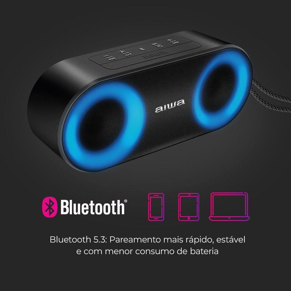 Caixa De Som Speaker Aiwa Bluetooth Luzes Multicores Ip65 Mini Speaker Aws-sp-01 Bivolt - 5