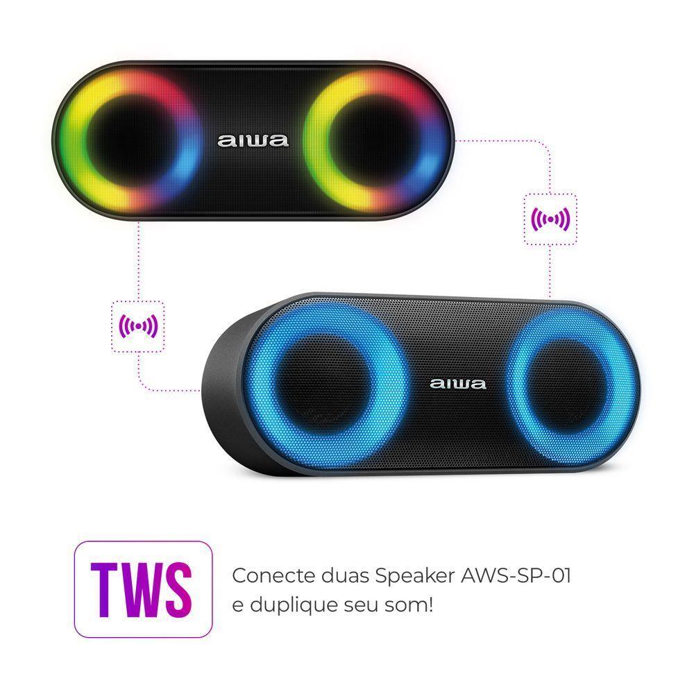 Caixa De Som Speaker Aiwa Bluetooth Luzes Multicores Ip65 Mini Speaker Aws-sp-01 Bivolt - 8