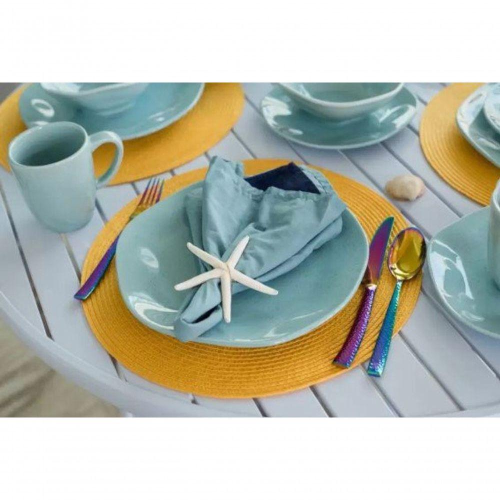 Jogo De Pratos Rasos Em Porcelana Ryo Com 6 Peças 27,5cm Oxford Blue Bay - 7