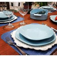 Jogo De Pratos Rasos Em Porcelana Ryo Com 6 Peças 27,5cm Oxford Blue Bay - 5