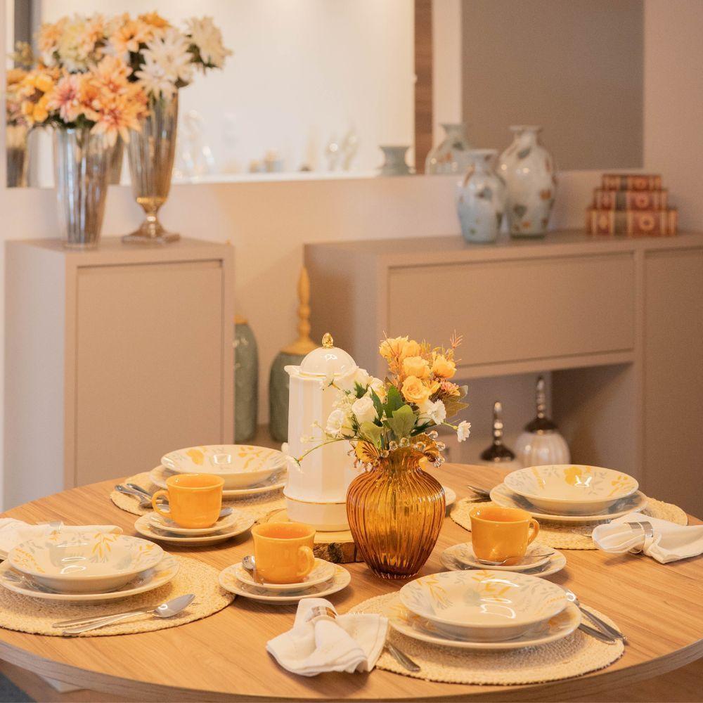 Jogo De Pratos Rasos Em Cerâmica Donna Com 6 Peças 26cm Oxford Bem Te Vi - 2