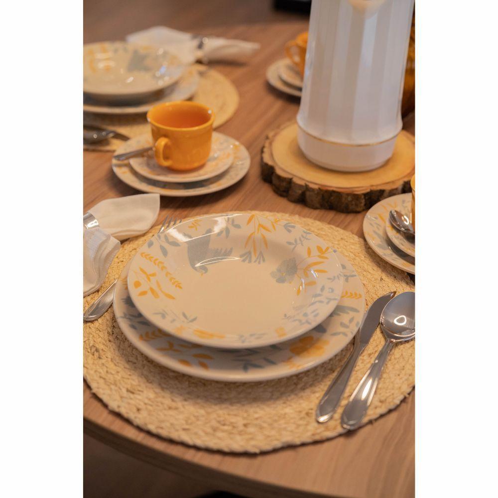 Jogo De Pratos Rasos Em Cerâmica Donna Com 6 Peças 26cm Oxford Bem Te Vi - 5