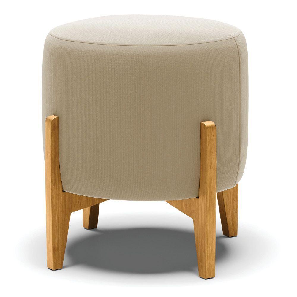 Kit 01 Poltrona E 01 Puff Marrom Rato Base Madeira Castanho - 6