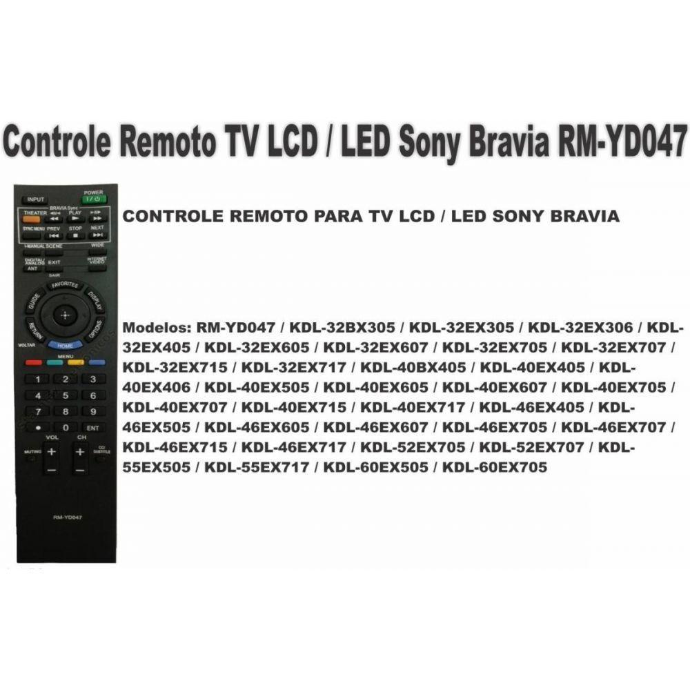 Controle Remoto Tv Lcd Led Sony Bravia Rm-yd047 Kdl40 W-1004 - 2