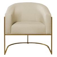 Kit 02 Poltronas Luiza Base De Ferro Dourado Suede Bege