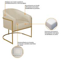 Kit 02 Poltronas Luiza Base De Ferro Dourado Suede Bege - 6