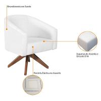 Kit 02 Poltronas Luiza Base Giratória De Madeira Suede Branco - 7