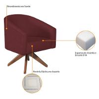 Kit 02 Poltronas Luiza Base Giratória De Madeira Suede Bordô - 9