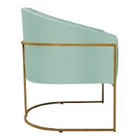 Kit 02 Poltronas Luiza Base De Ferro Dourado Suede Azul Tiffany - 5
