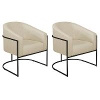 Kit 02 Poltronas Luiza Base De Ferro Preto Suede Azul Marinho - 2