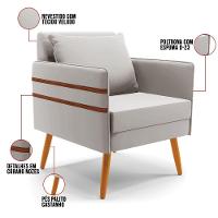 Kit 02 Poltronas Mari Veludo Pés Palito Castanho Cinza