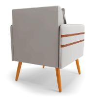 Kit 02 Poltronas Mari Veludo Pés Palito Castanho Cinza - 5