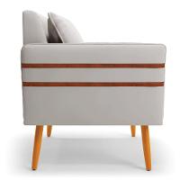 Kit 02 Poltronas Mari Veludo Pés Palito Castanho Cinza - 6