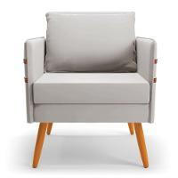 Kit 02 Poltronas Mari Veludo Pés Palito Castanho Cinza - 7