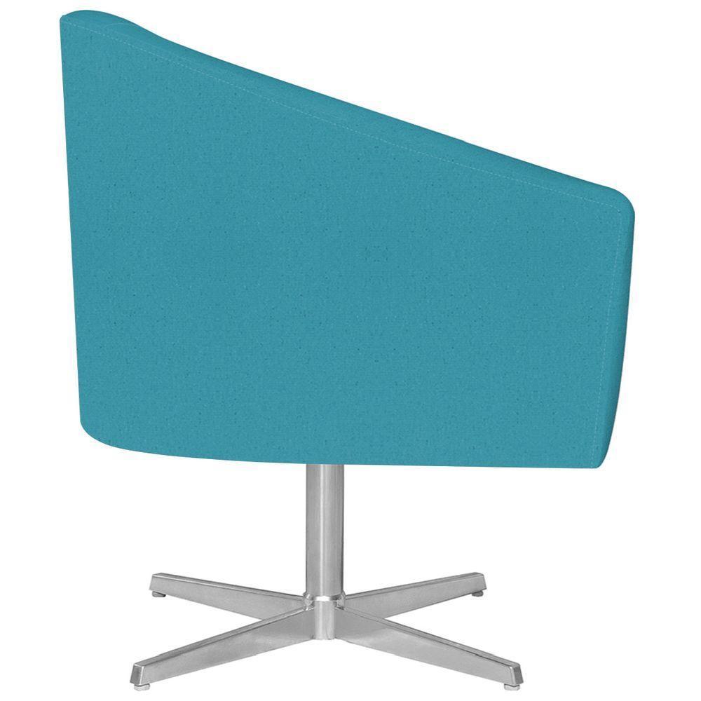 Kit 02 Poltronas Luiza Base Giratória De Metal Suede Azul Turquesa - 5