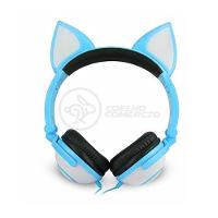 Fone De Ouvido Gatinho Fox Fio C/ Led Infantil Azul - 6