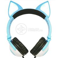 Fone De Ouvido Gatinho Fox Fio C/ Led Infantil Azul - 1