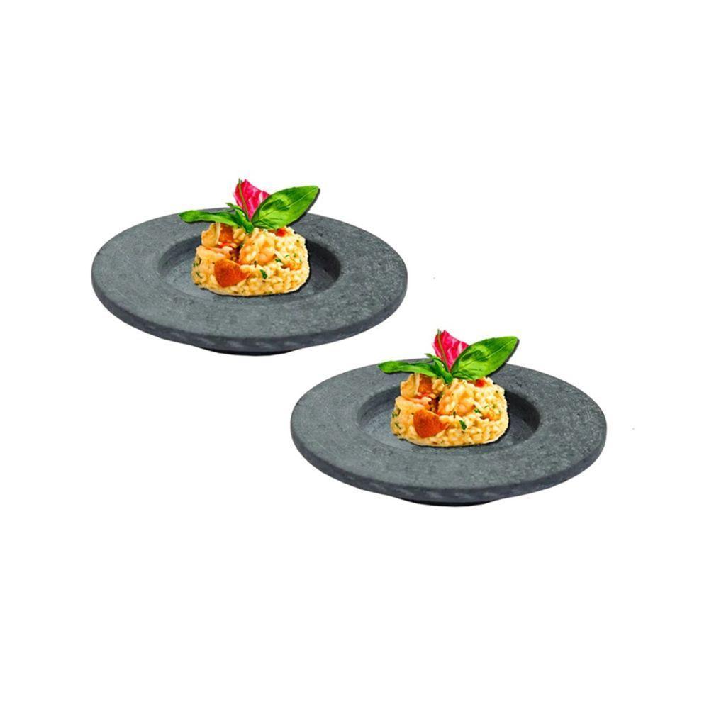 Kit 2 Pratos Risoto Massa Chapéu Invertido Pedra Sabão 26cm. - 2