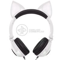 Fone De Ouvido Gatinho Led Dobrável Microfone Branco - 1