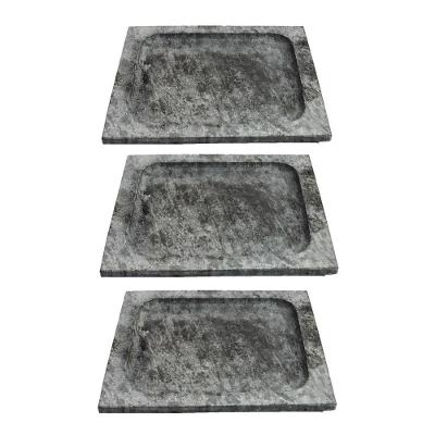 Kit 3 Pratos Quadrado Raso Servir Porção Pedra Sabão P 20X20.
