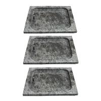 Kit 3 Pratos Quadrado Raso Servir Porção Pedra Sabão G 24X24. - 1