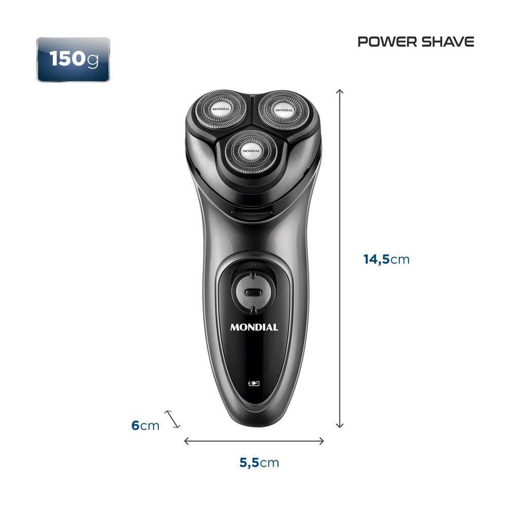 Barbeador Elétrico Power Shave Mondial - Be-02 Barbeador Be-02 Bivolt . - 2
