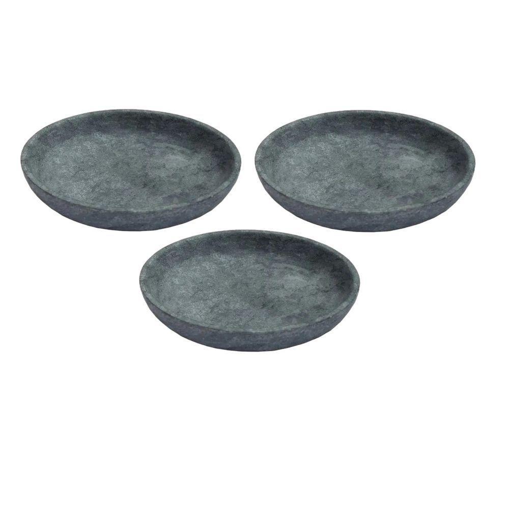 Kit 3 Pratos Fundo Para Massa Em Pedra Sabão Borda Alta 18Cm. - 1