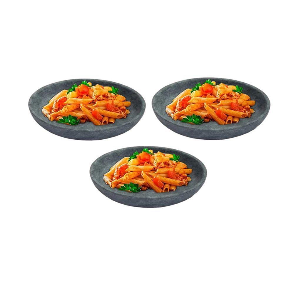 Kit 3 Pratos Fundo Para Massa Em Pedra Sabão Borda Alta 18Cm. - 2