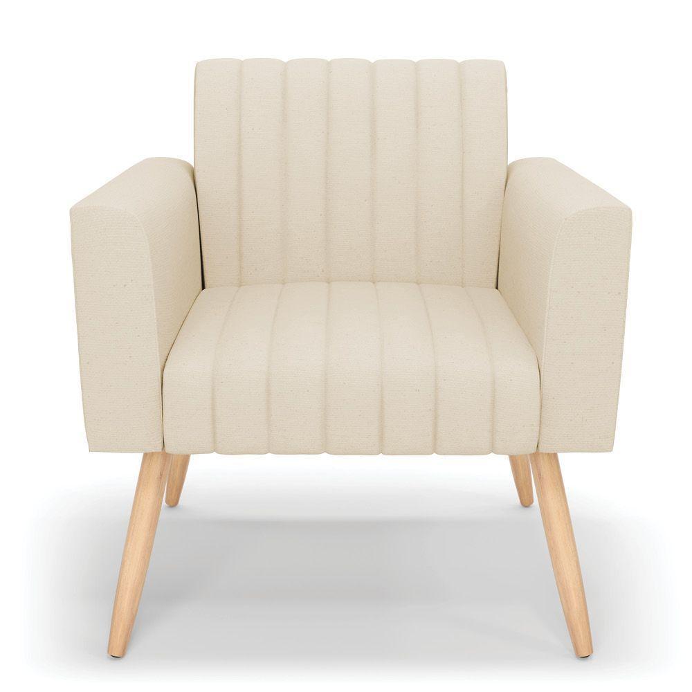 Kit 2 Poltronas Viena Gomada Linho Bege A19 Pés Palito Natural - D'rossi - 7