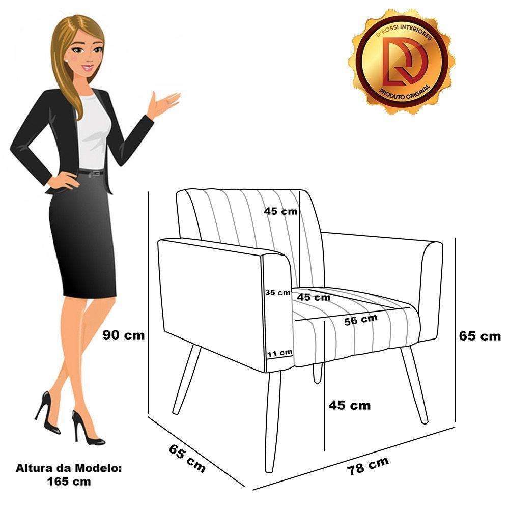 Kit 2 Poltronas Viena Gomada Linho Grafite A26 Pés Palito Castanho - D'rossi - 3