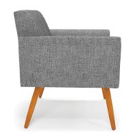 Kit 2 Poltronas Viena Gomada Linho Grafite A26 Pés Palito Castanho - D'rossi - 6