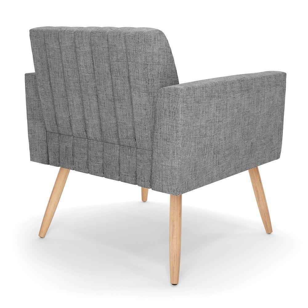 Kit 2 Poltronas Viena Gomada Linho Pés Palito Natural - D'rossi Cor A26 Grafite - 5