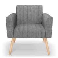 Kit 2 Poltronas Viena Gomada Linho Pés Palito Natural - D'rossi Cor A26 Grafite - 7